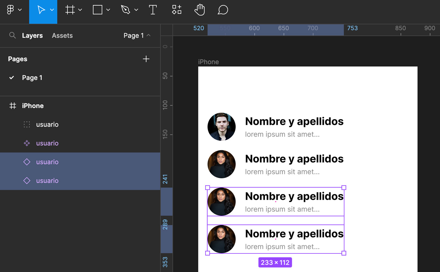 Diferencia entre componentes e instancias en Figma