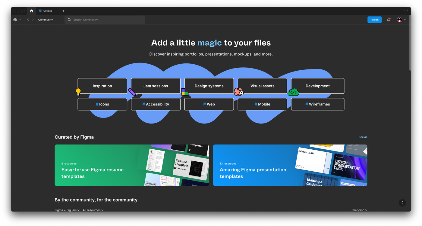 La interfaz de Figma Community