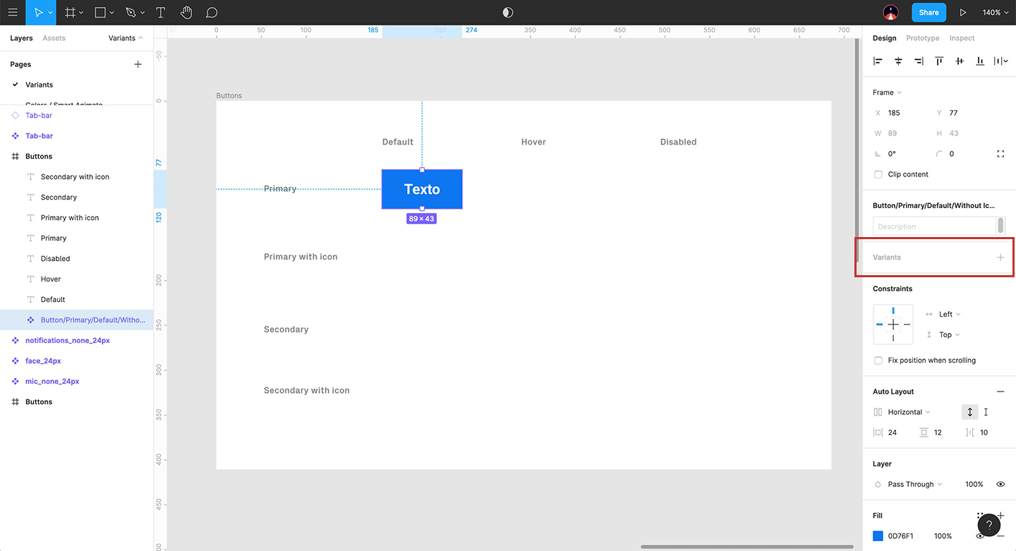 Cómo añadir variants en Figma