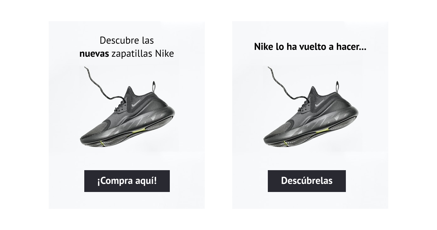 Diferentes versiones de un banner de Nike