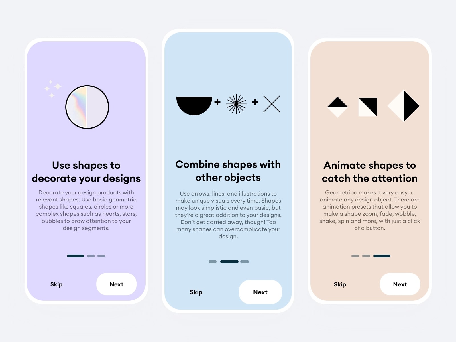 Un ejemplo de onboarding al que podrían hacerse diferentes pruebas para mejorarlo (Dribbble)